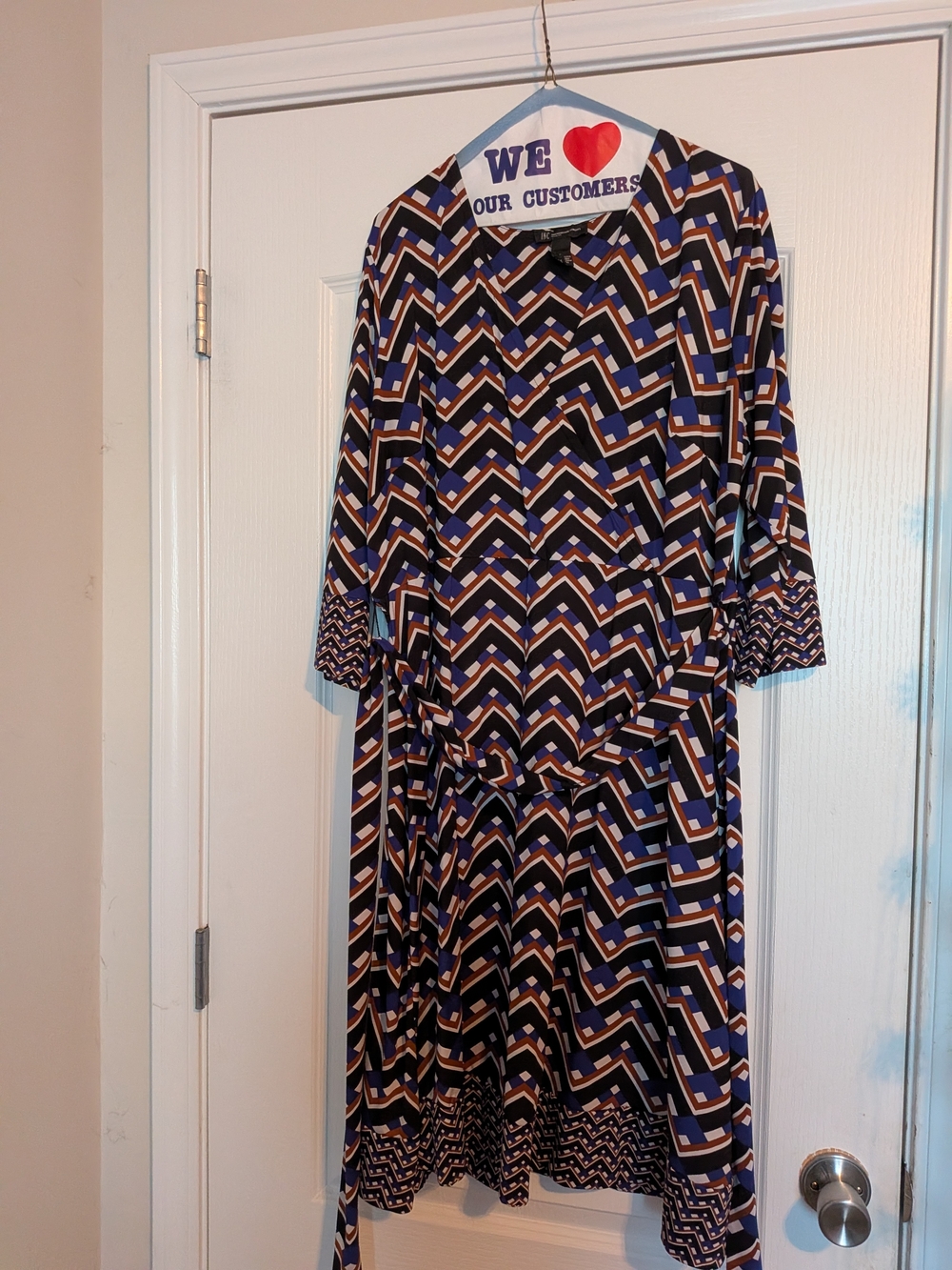 Geometric Print Blue and Black Women's Dress